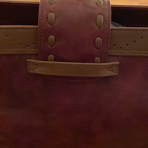 Pristine burgundy and brown leather BCBG Maxazaria purse only used one time - Picture 2 of 8